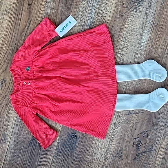 Carter's Other - Carter's Christmas Outfit w/ Dress & Leggings, Size 9m, Red, White, Mist…